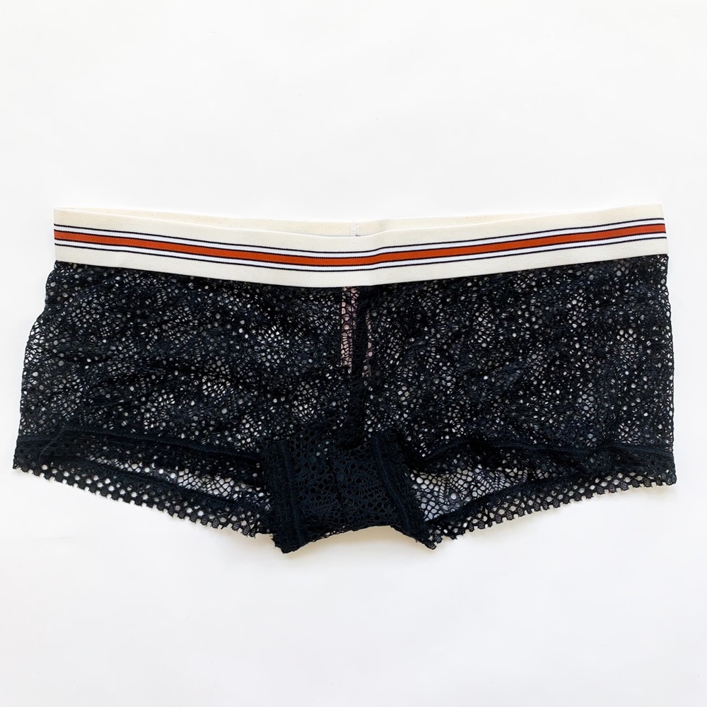 Victoria's Secret Lace Shortie Boyshort Panties Black NWT